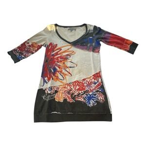 Vintage DESIGUAL x Cirque du Soleil Abstract Flowy Tunic Top Colorful Y2K S
